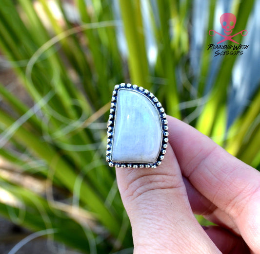 Mystical Moonstone Sterling Silver Ring, Size 7, 925, USA Seller, Genuine Stone, Handmade Gemstone Ring