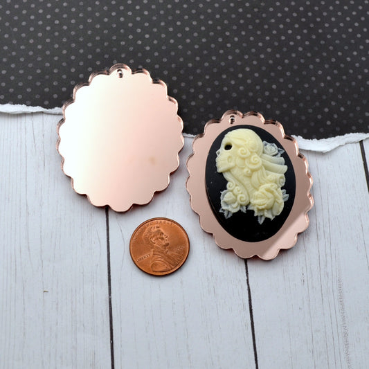 ROSE GOLD MIRROR Cameos 30x40 mm Frame Settings Laser Cut Acrylic