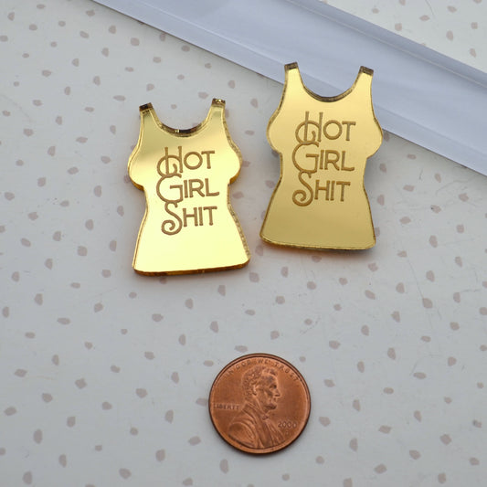 Hot Girl Sh!% MATURE Gold Mirror Cabs Cabochons flat back Laser Cut Acrylic