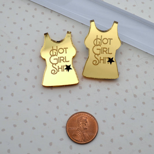 Hot Girl Sh!% MATURE Gold Mirror Cabs Cabochons flat back Laser Cut Acrylic
