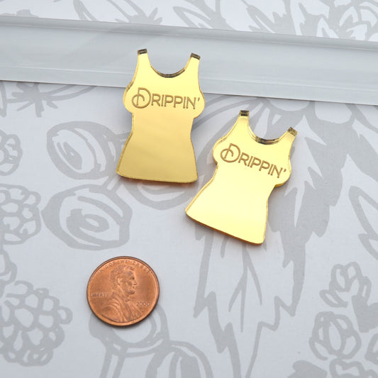 Drippin' Gold Mirror Cabochons flat back Laser Cut Acrylic