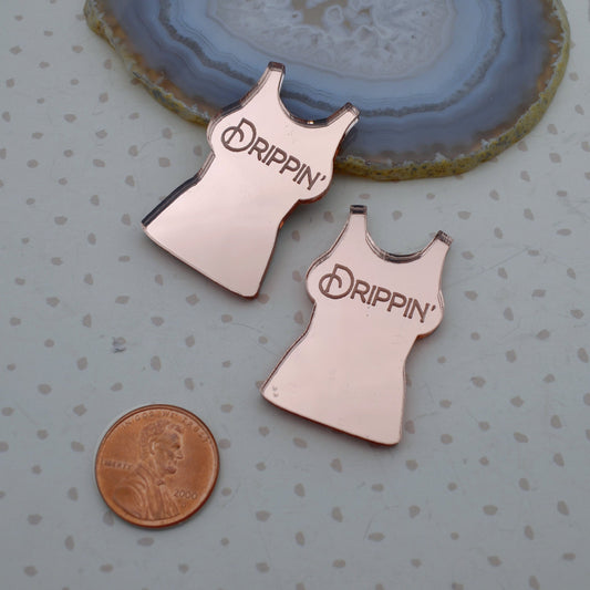 Drippin' Rose Gold Mirror Cabochons flat back Laser Cut Acrylic