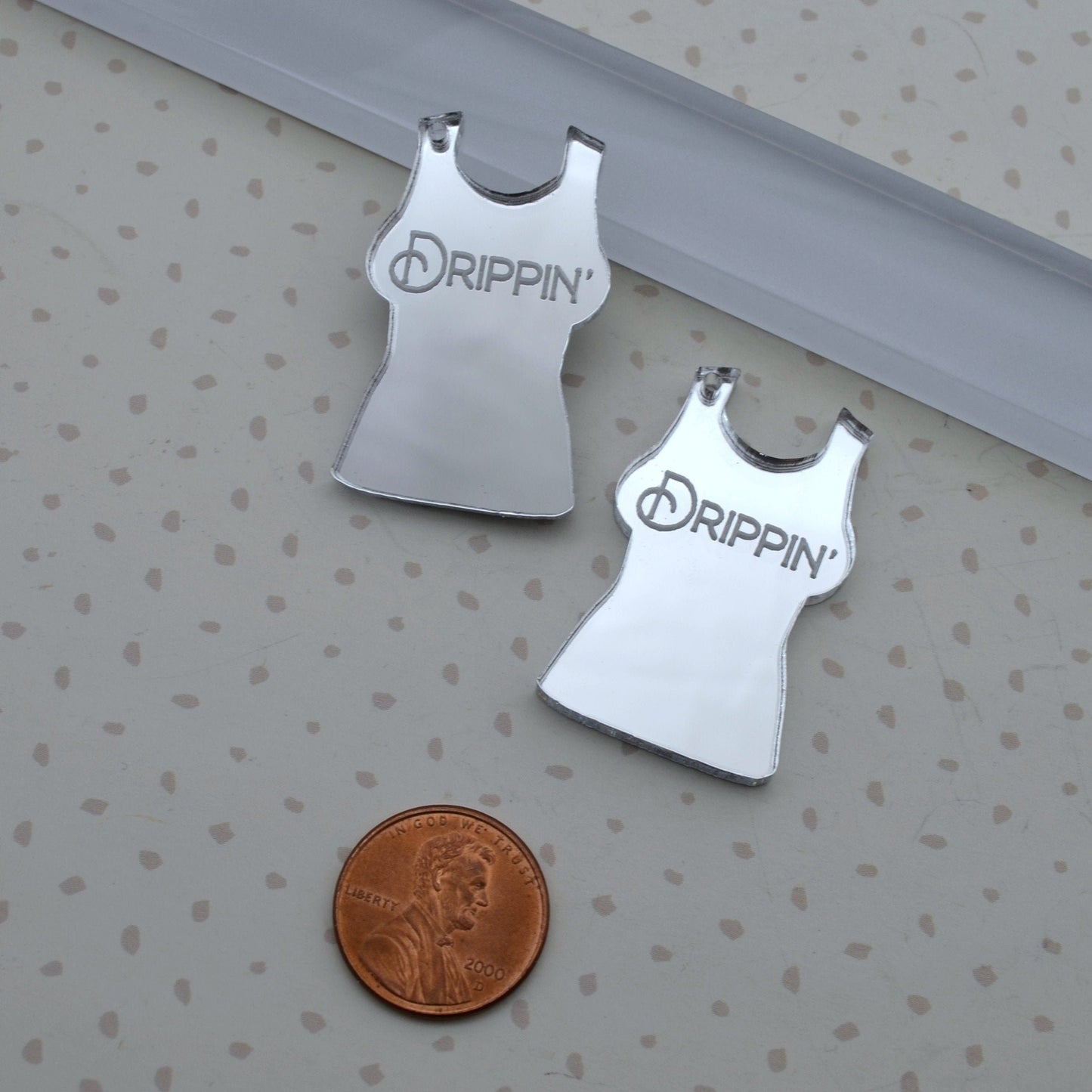 Drippin' - Silver Mirror Charms - flat back - Laser Cut Acrylic