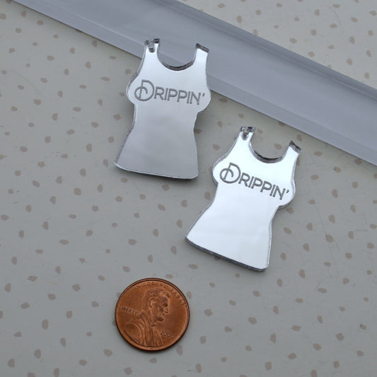 Drippin' - Silver Mirror Charms - flat back - Laser Cut Acrylic