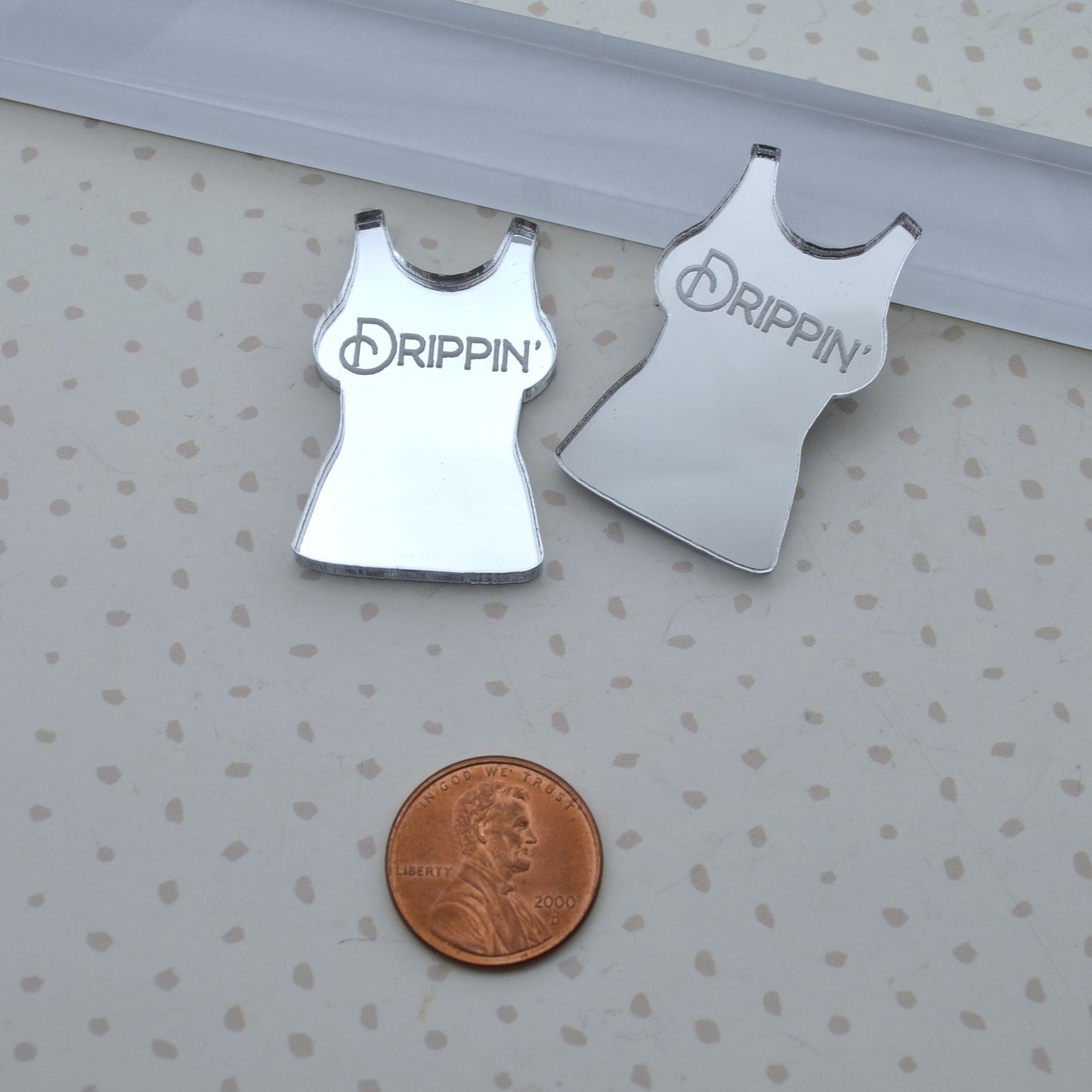 Drippin' Silver Mirror Cabochons flat back Laser Cut Acrylic