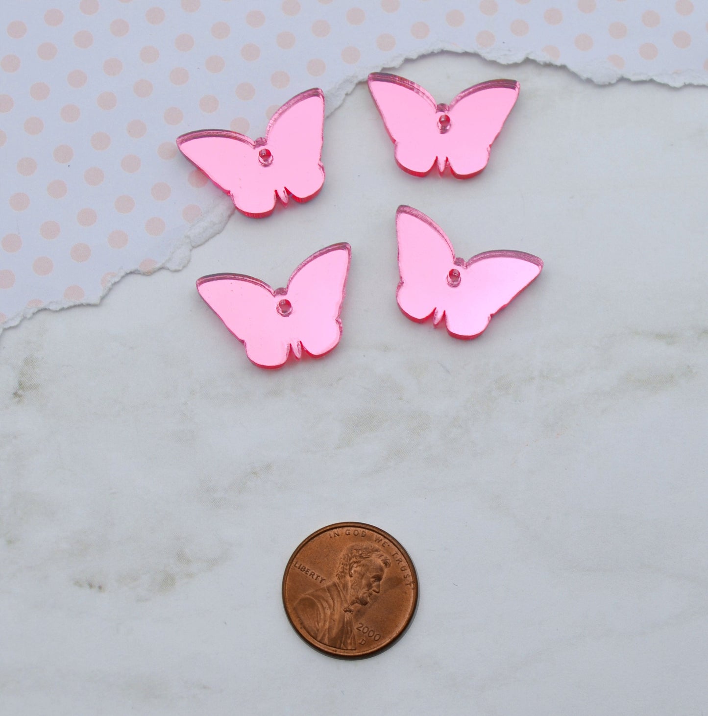 Pink Mirror Butterfly Charms - In Pink Mirror Laser Cut Acrylic