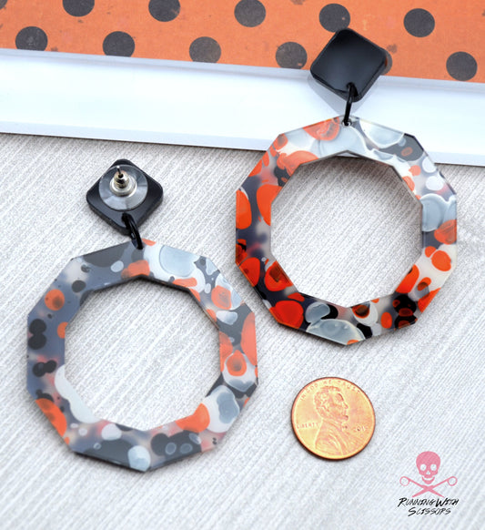 SALE MILAN HOOPS In Orange Ink Laser Cut Acrylic