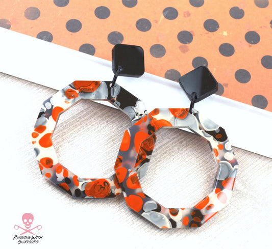 SALE MILAN HOOPS In Orange Ink Laser Cut Acrylic