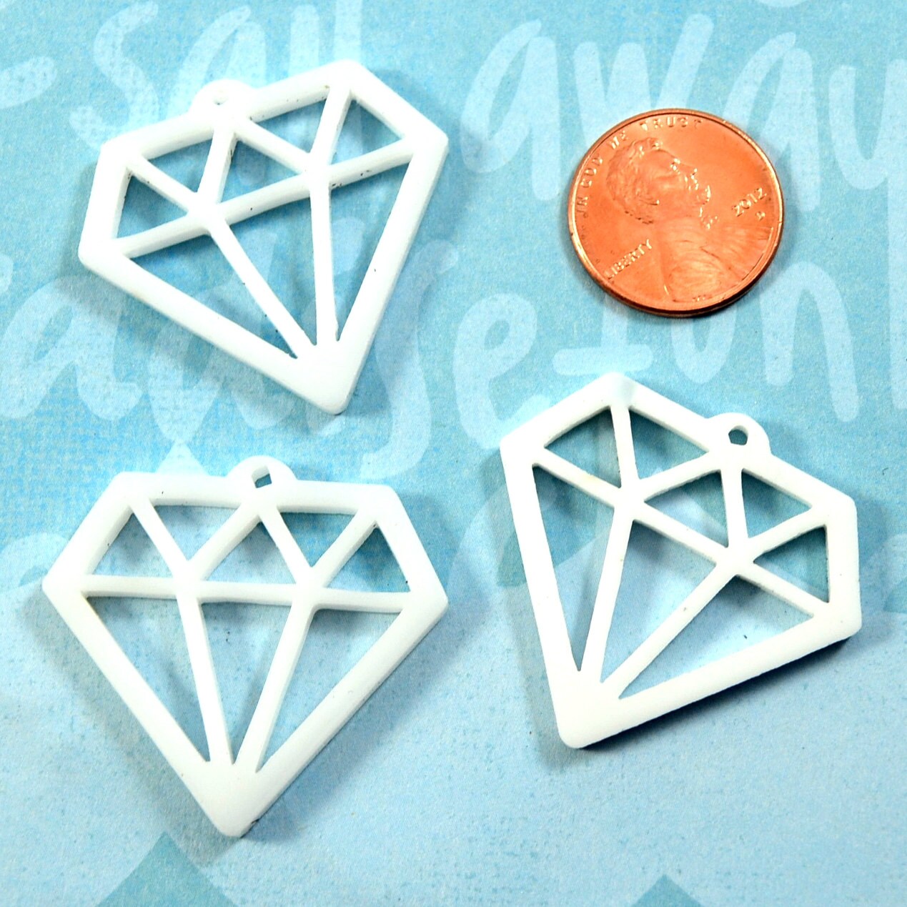 WHITE DIAMONDS - Set of 3 Charms in Laser Cut Acrylic