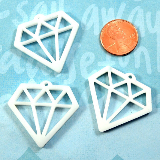 WHITE DIAMONDS - Set of 3 Charms in Laser Cut Acrylic