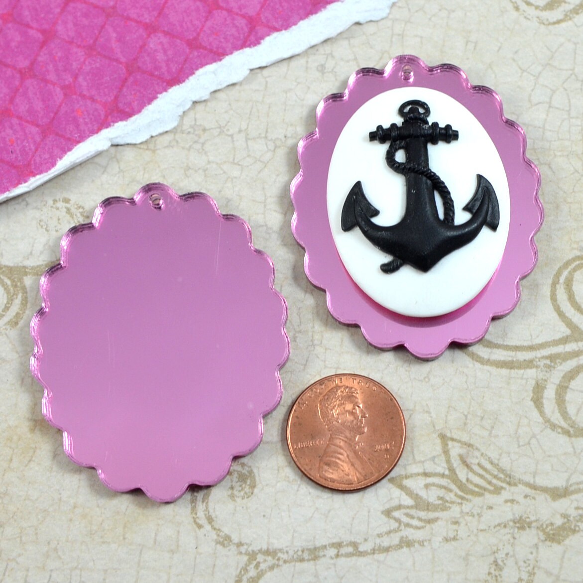 PINK MIRROR CAMEOS 30x40 mm Frame Settings Laser Cut Acrylic