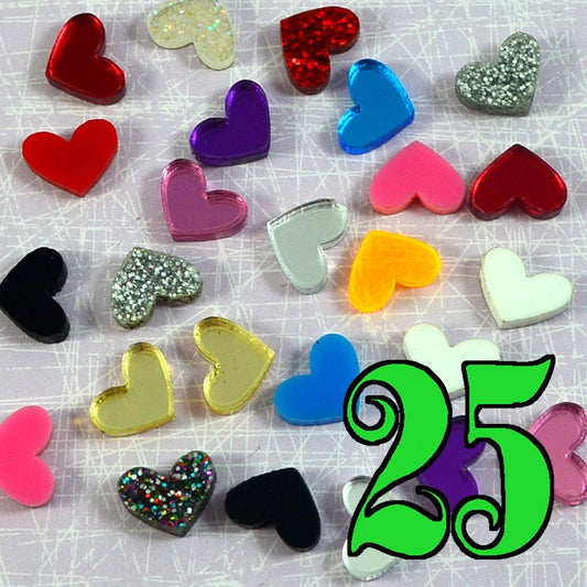 MINI HEART CABS 25 Piece Lot Flat Back Pieces in Laser Cut Acrylic