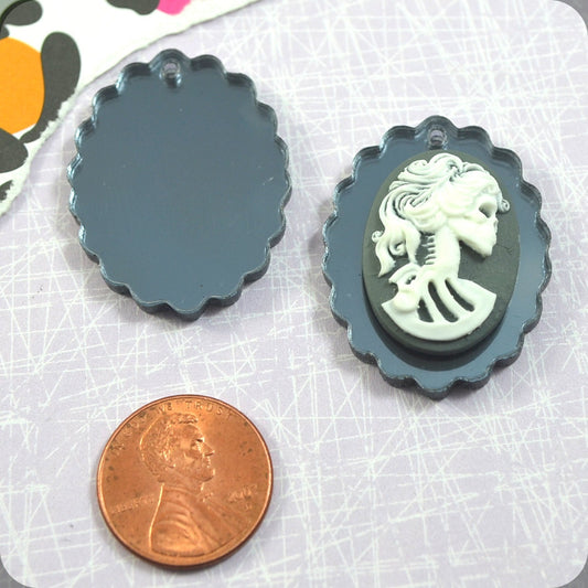 Gunmetal MIRROR CAMEOS 18x25 mm Frame Settings Laser Cut Acrylic