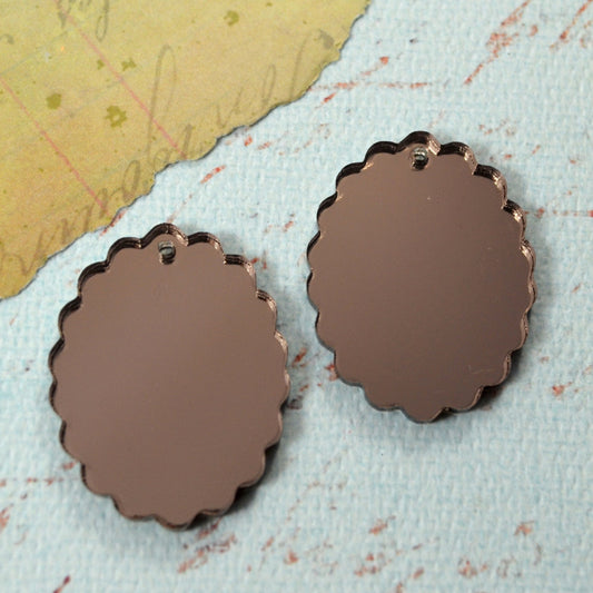 2 BRONZE MIRROR CAMEOS - 18x25 mm Frame Settings - Laser Cut Acrylic