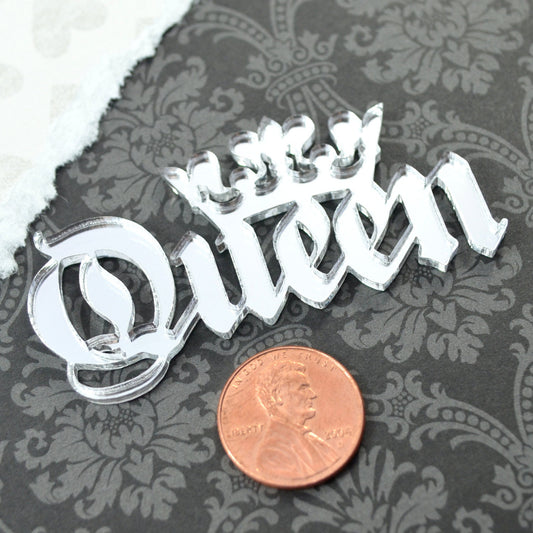 QUEEN CABOCHON in Silver Mirror Laser Cut Acrylic