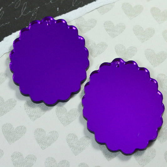 2 PURPLE MIRROR CAMEOS 30 x 40 mm Frame Settings Laser Cut Acrylic
