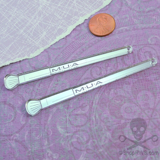 MAKEUP BRUSH CHARMS Silver Laser Cut Acrylic