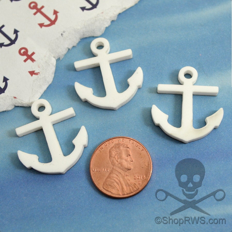 3 ANCHOR CABOCHONS in White Laser Cut Acrylic
