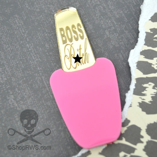 XL Bubblegum Pink Boss Bit*h Polish Cabochon in Laser Cut Acrylic