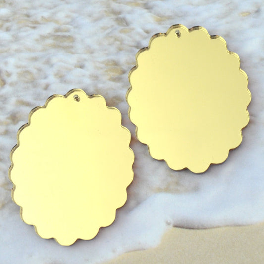2 GOLD MIRROR CAMEOS 30X40 mm Frame Settings Laser Cut Acrylic