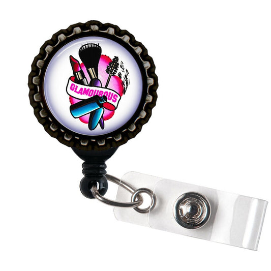 Glamorous Black Retractable Badge Reel ID Holder