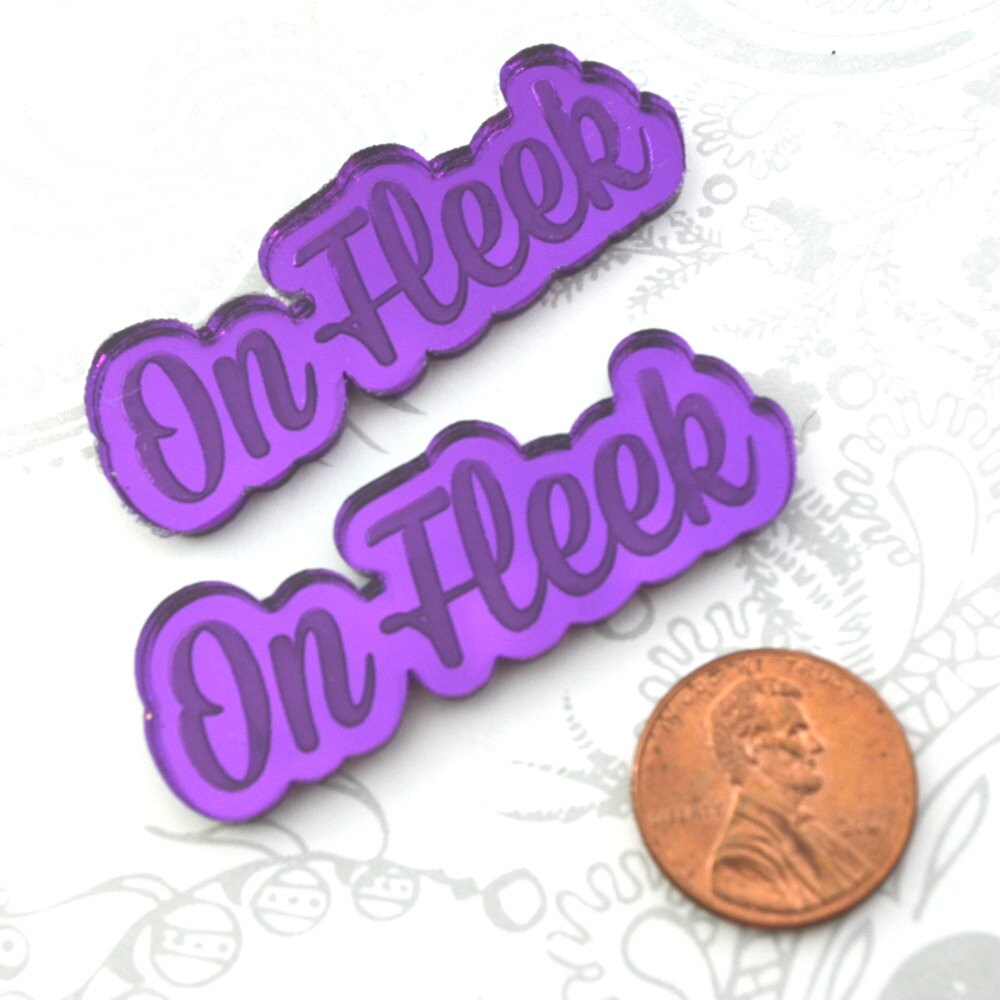 ON FLEEK - 2 Purple Mirror Cabochons- Laser Cut Acrylic Cab