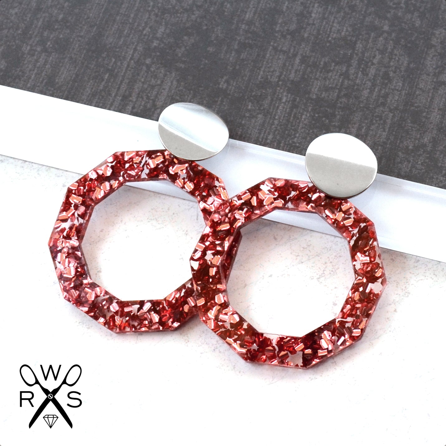 SALE MILAN HOOPS in Blush Confetti Laser Cut Acrylic