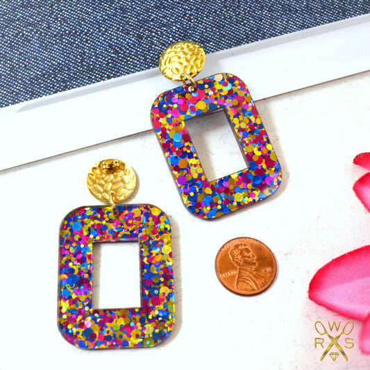 SALE No Filter Dangles - Pink Celebration Laser Cut Acrylic Earrings