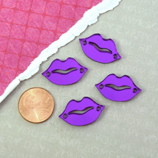 Copy of PURPLE MIRROR LIPS - 4 Charms - 2 Holes - Laser Cut Acrylic