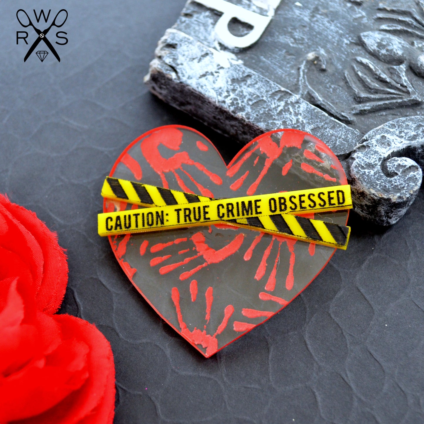 TRUE CRIME OBSESSED Laser Cut Acrylic Brooch