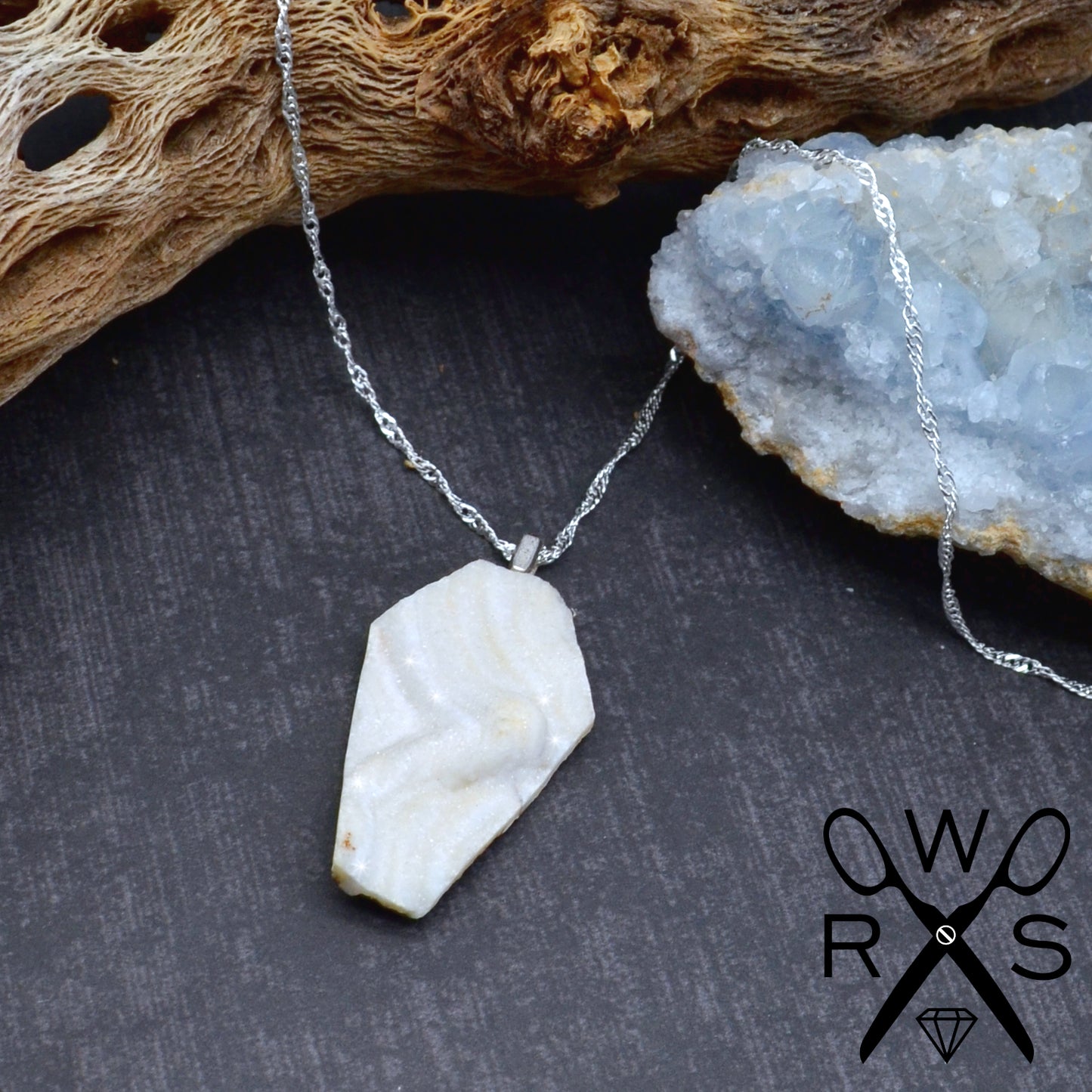 Snowflake Stone Coffin Necklace 925 Sterling Silver