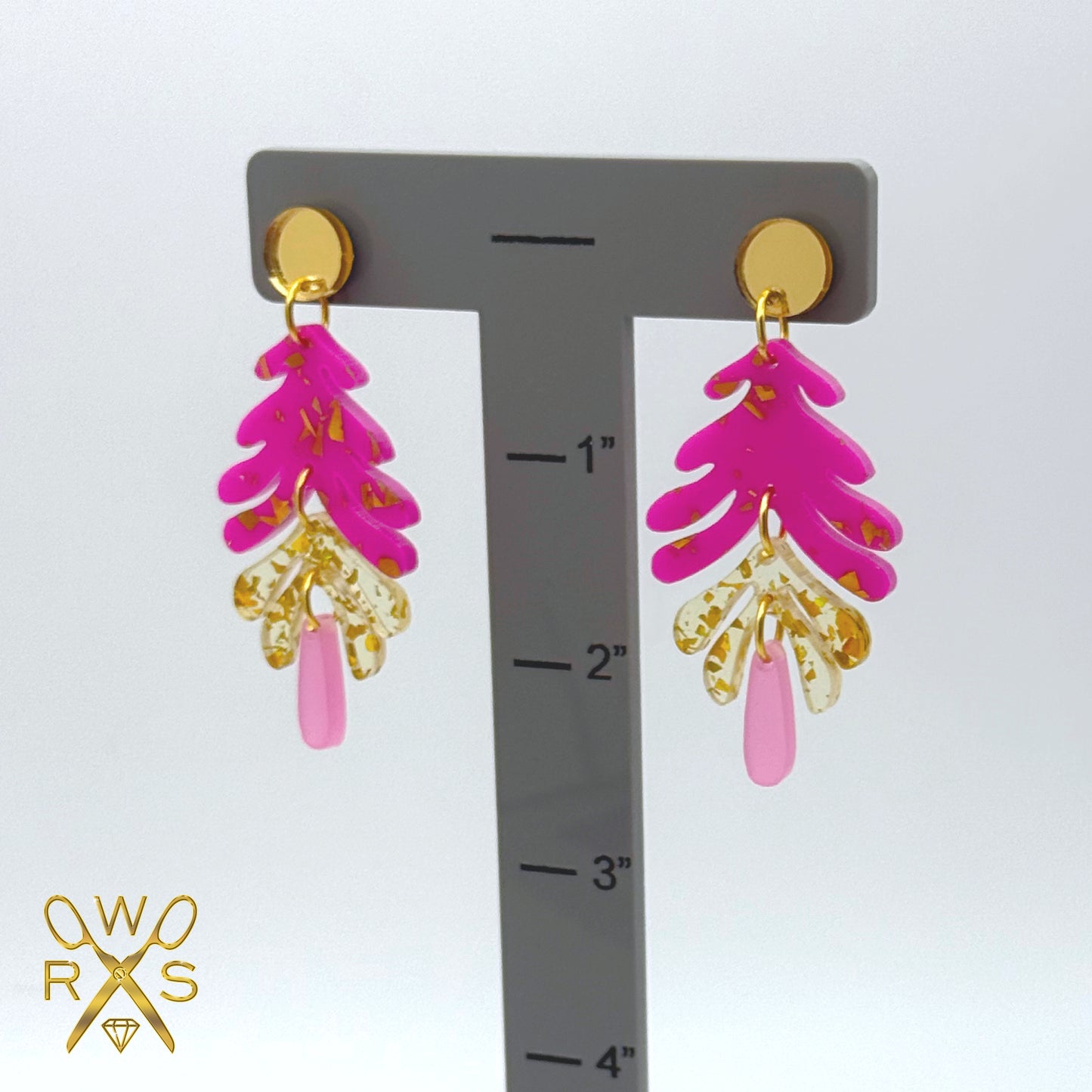 Aspen Dangles in Pink and Gold Foil