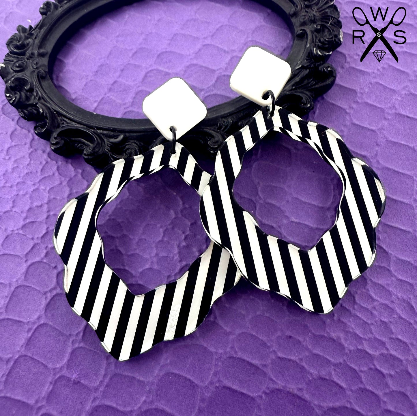 Big Flirt Dangles in Black and White Stripe