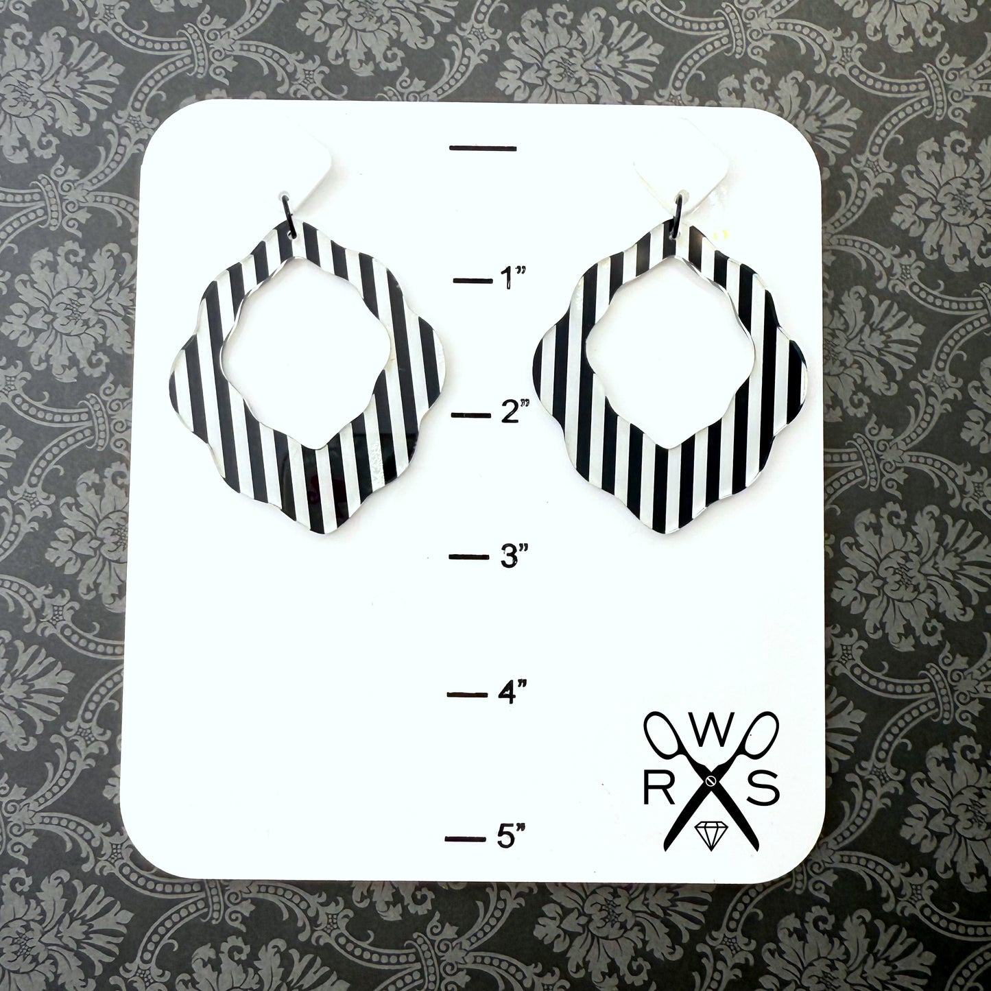 Big Flirt Dangles in Black and White Stripe