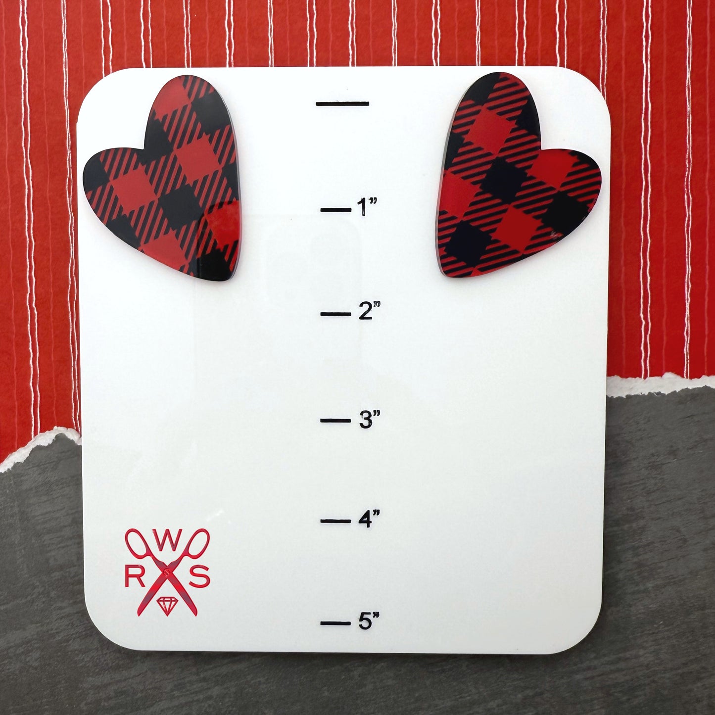 Buffalo Plaid Heart Statement Studs
