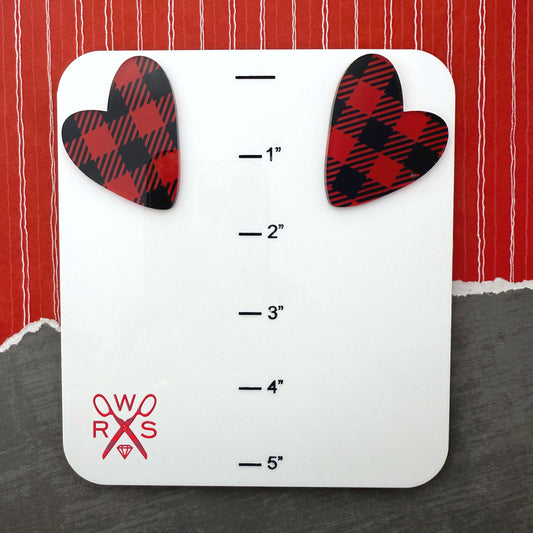 Buffalo Plaid Heart Statement Studs