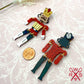 Dancing Nutcracker Dangles in Red and Gold