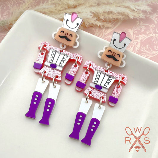 Dancing Nutcracker Dangles in Pink and Purple