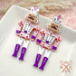 Dancing Nutcracker Dangles in Pink and Purple