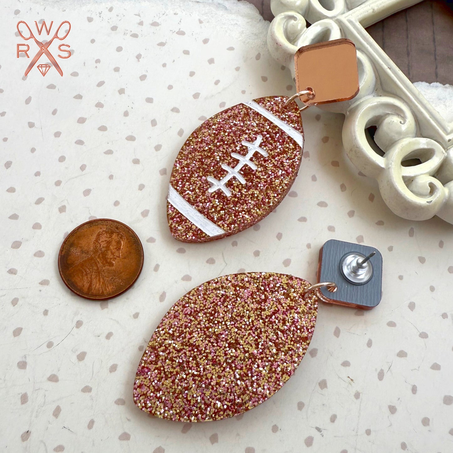 Glitter Football Dangles