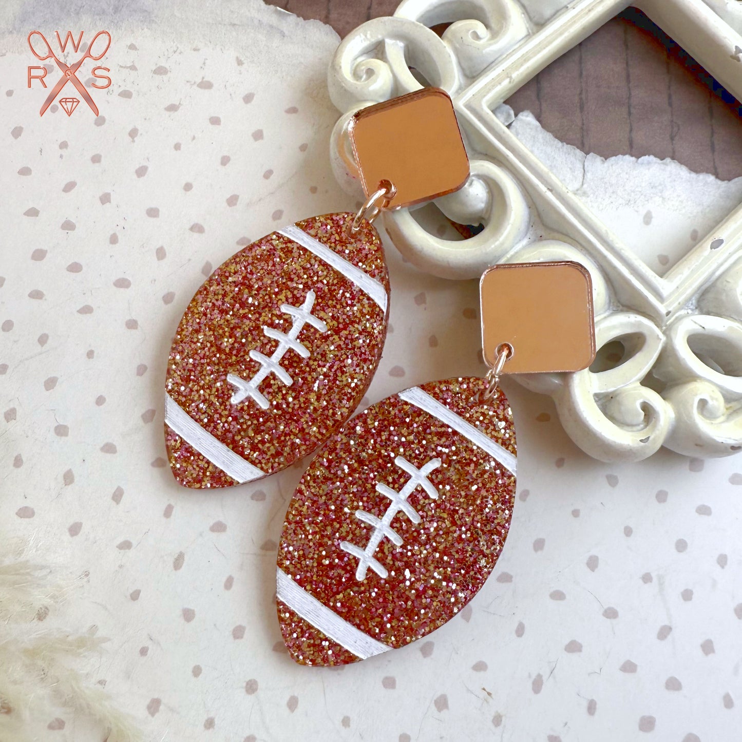 Glitter Football Dangles
