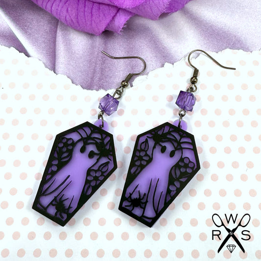 Happy Haunting Dangle Earrings in Laser Cut Acrylic