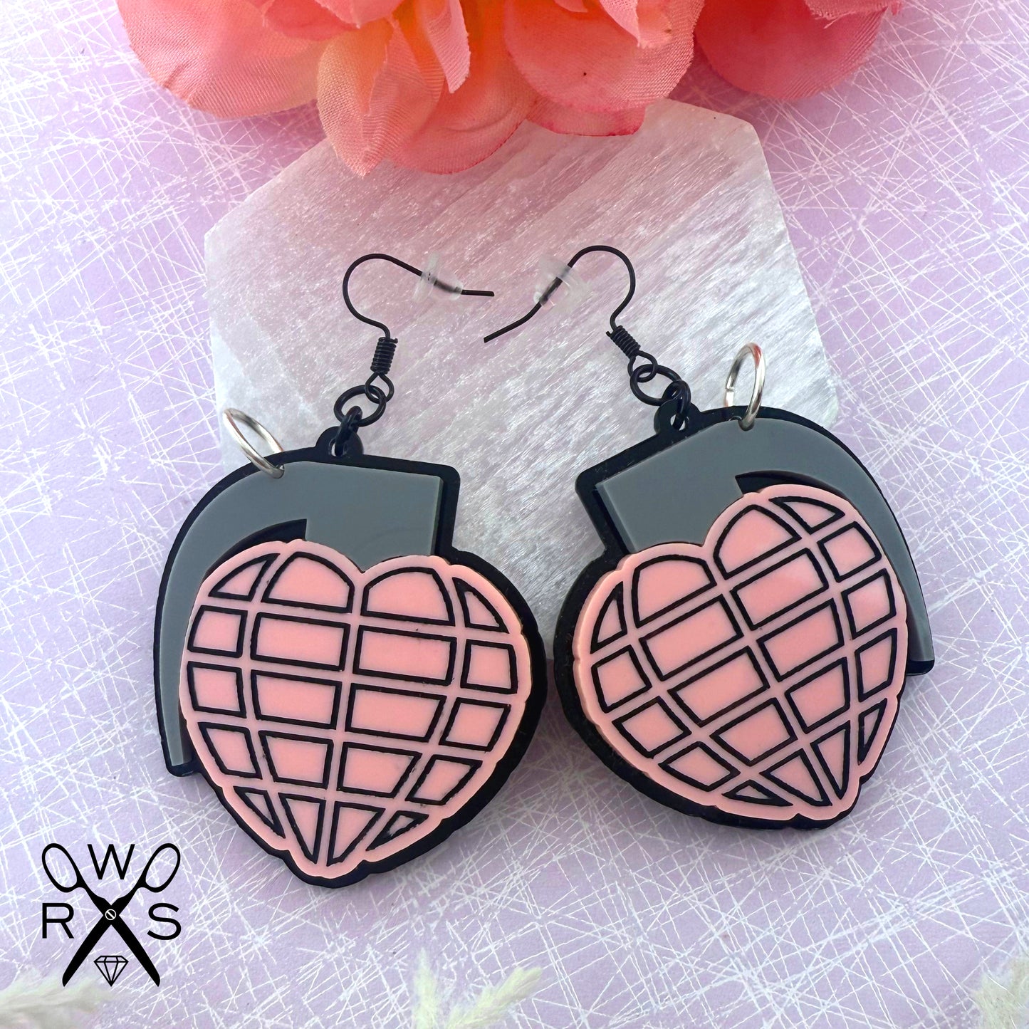Love Bomb Dangles in Pastel Pink