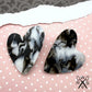Heart Statement Studs in Black and White Swirl
