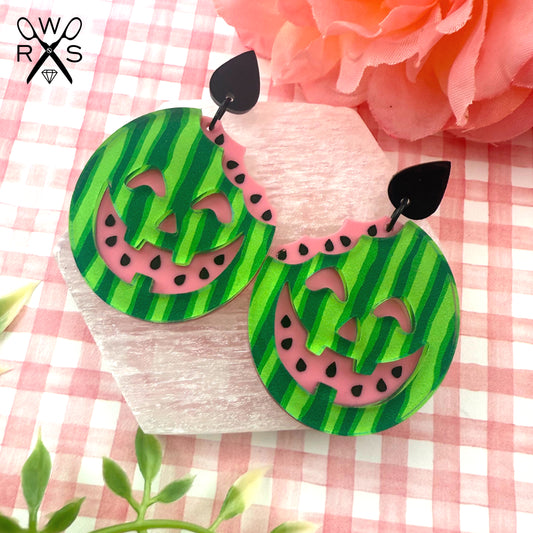 Watermelon Jack-o-Lantern Dangles