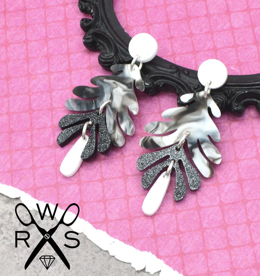 Aspen Dangles Black And White Swirl - Laser Cut Acrylic Earrings