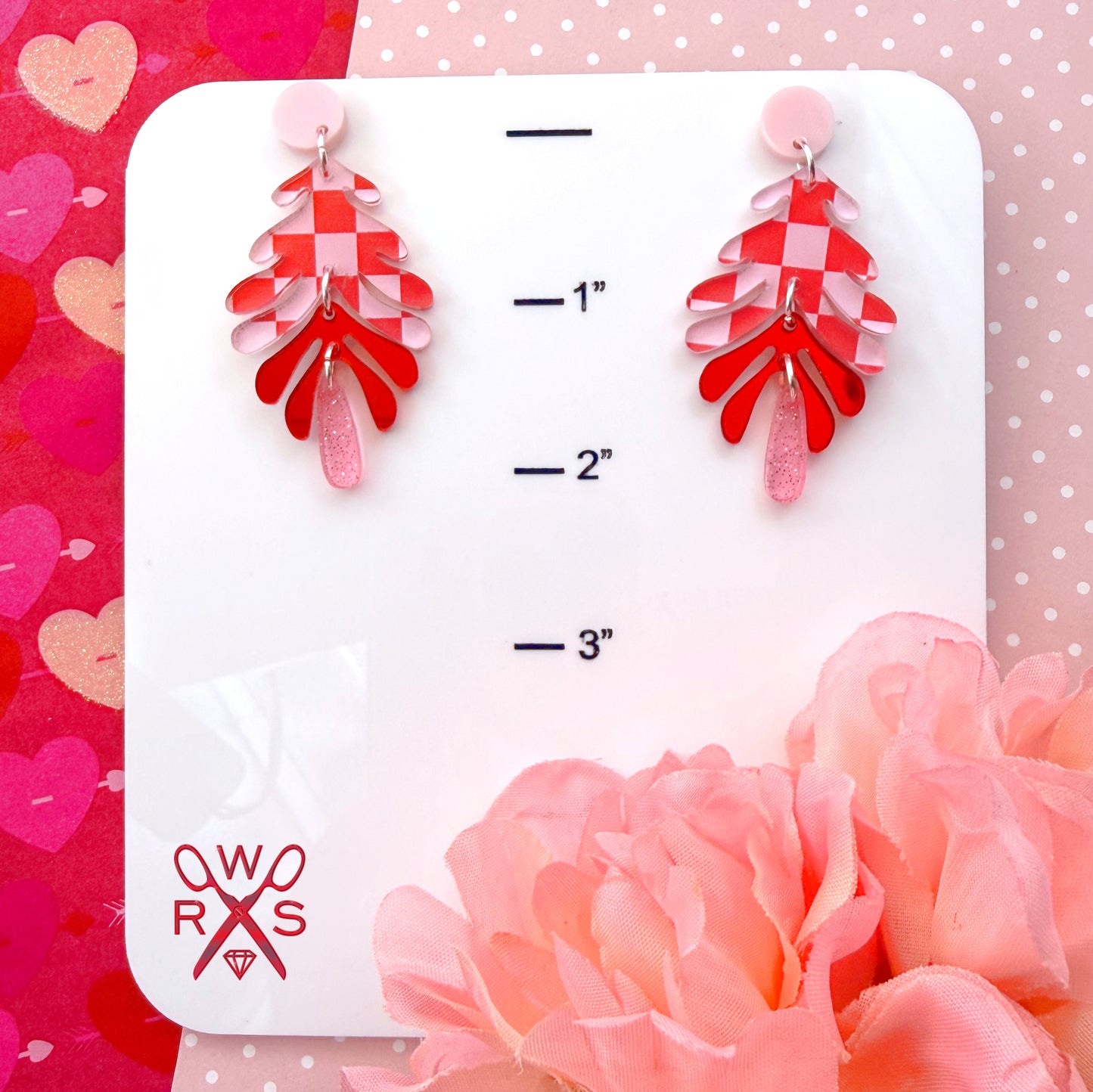 Aspen Dangles in Pink and Red Checkered