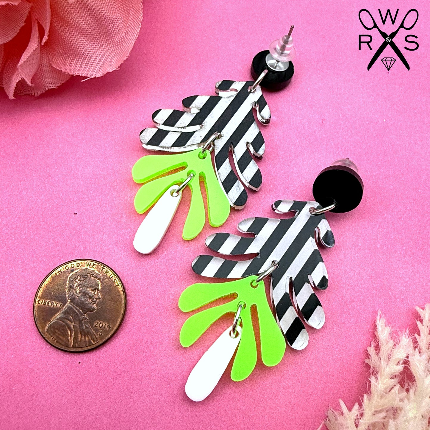 Aspen Dangles in Stripes and Neon Yellow
