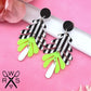 Aspen Dangles in Stripes and Neon Yellow