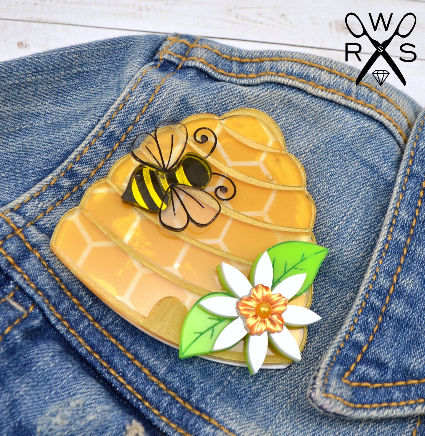 Back to the Hive Bee Brooch - Laser Cut Acrylic